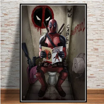 

Posters And Prints Hot Deadpool Superhero DC Funny Movie Toilet Canvas Oil Painting Art Wall Pictures For Living Room Home Decor