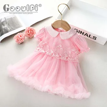 

aby Girl Party Dress Elegant Puff Sleeve 1st Birthday Baby Dress Summer Baby Girl Clothes New Born Baby Girl Dresses