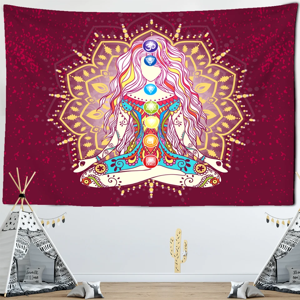 Boeddha Monk Beeld voor binnen Boeddhisme - Wandkleed - 200x150 cm - Groot wandtapijt