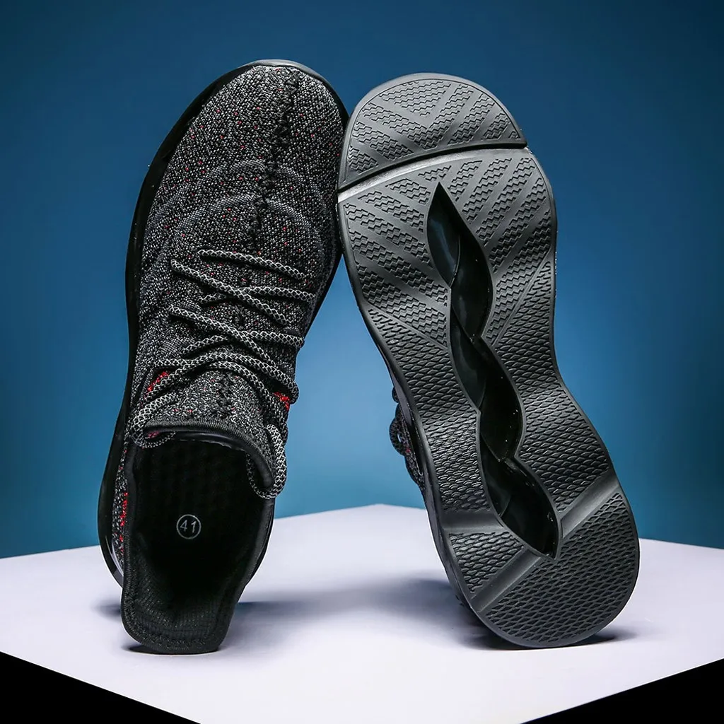 SAGACE/мужская спортивная обувь; Уличная обувь из сетчатого материала; Повседневная дышащая Уличная обувь с ремешком; мужская тканая спортивная обувь с мягкой подошвой - Цвет: Черный