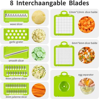 Alternative view of LMETJMA 11 in 1 Vegetable Chopper Fruit Slicer Mandoline Slicer Cutter with Drain Basket Potato Onion Chopper Dicer KC0430