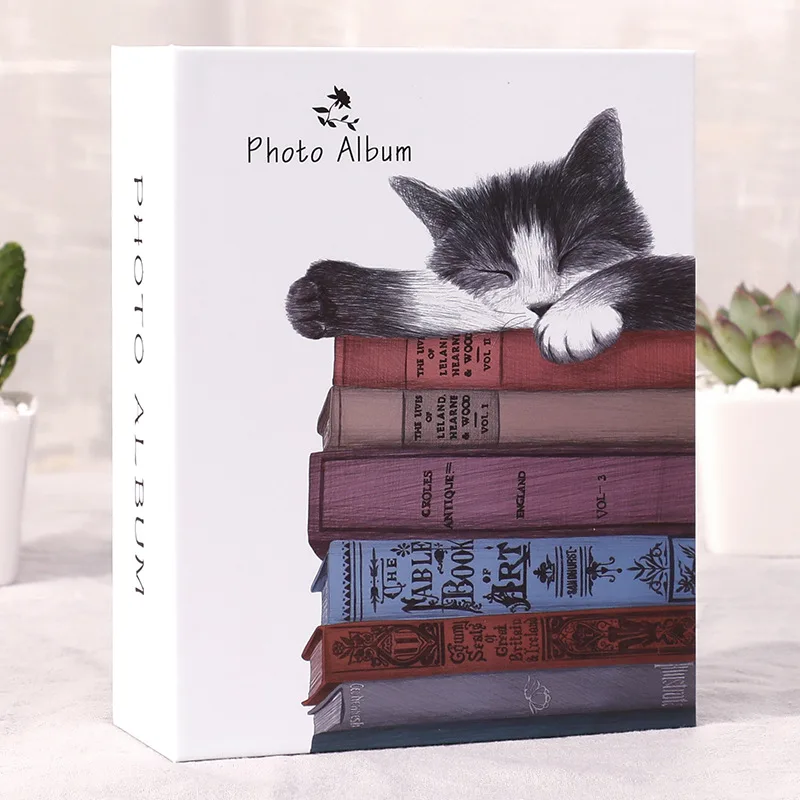 cat Альбоме маленького размера 100 вводите страница фотоальбома для 6 дюймов, с мультяшными принтами хранения для взрослых альбомов, украшения для дома - Цвет: cat