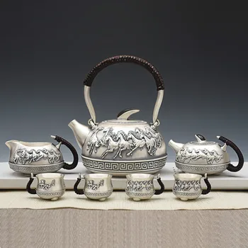 

Sterling Silver Kung Fu Tea Set Silver Pot Sterling Silver 999 Kettle Teapot Gift Home Kettle