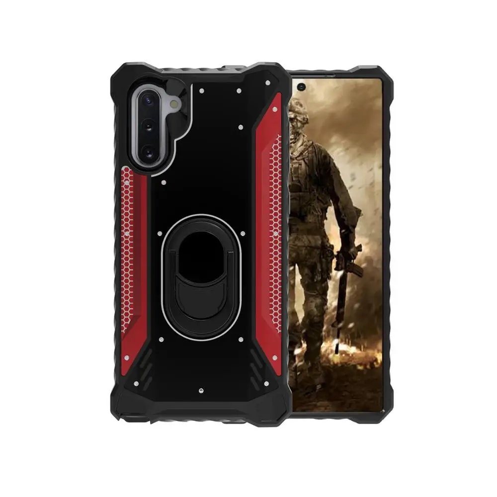 black and red UYFRATE противоударный металлический алюминиевый защитный чехол для samsung Galaxy Note 10 Note10 Plus S10 S9 A70 A20 A30 Magentic чехол с подставкой - Цвет: black and red