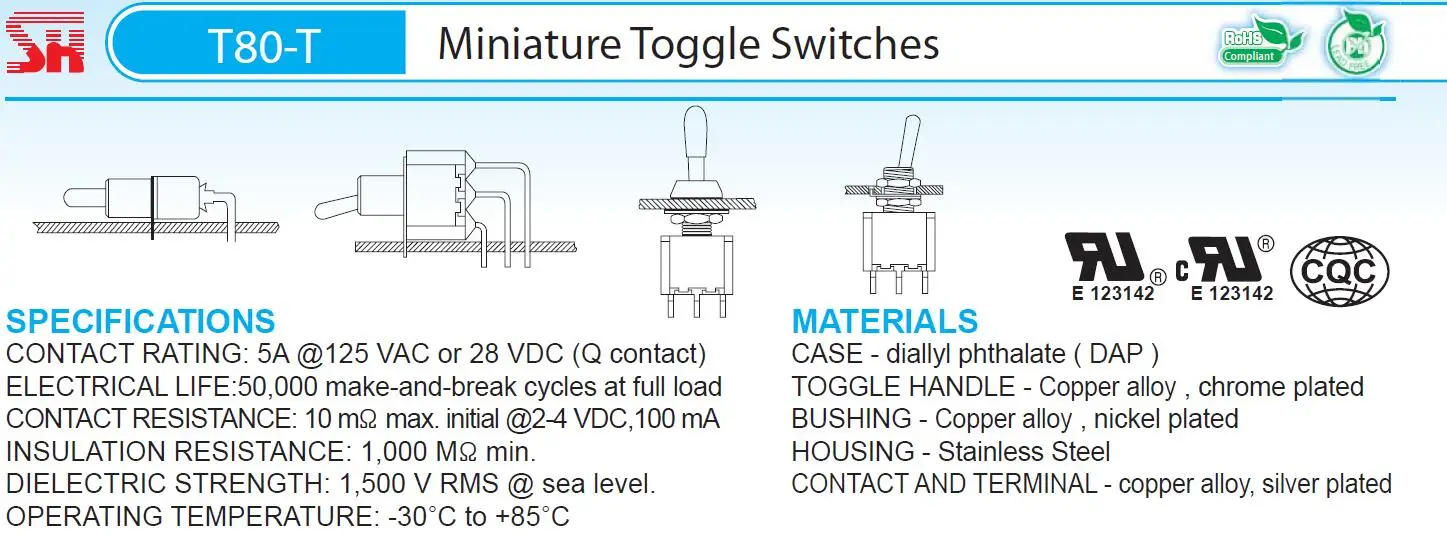 2 posições spdt mini interruptor de alternância 3a 250vac com 10 peças