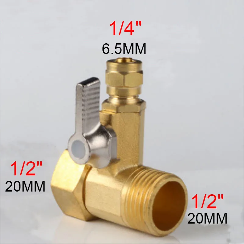 Латунный кран для воды от 1/2 ''до 1/4'' RO мяч кормления фильтр система