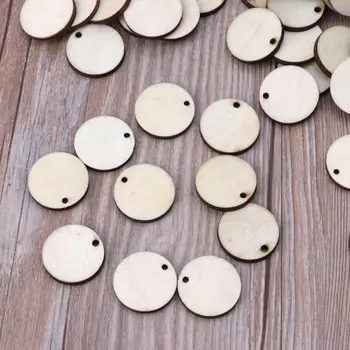 

100Pcs 1" Round Wood Discs Unfinished Natural Wood Slices Pendant Jewelry Making T4MD