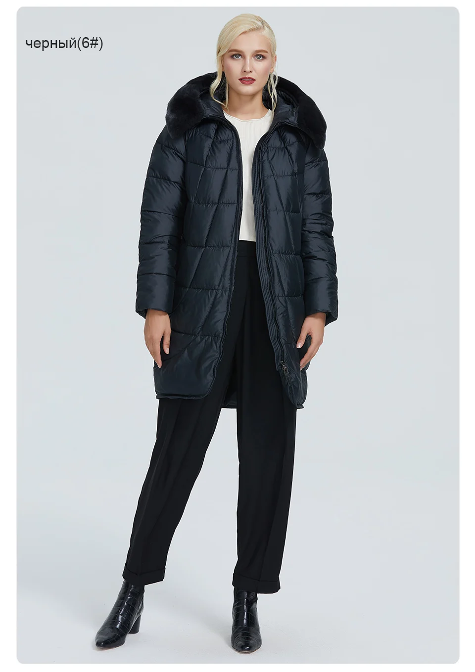 Astrid зимняя женская куртка с воротником из кроличьего меха, дизайнерская длинная плотная хлопковая одежда, модная теплая Женская парка AR-9179