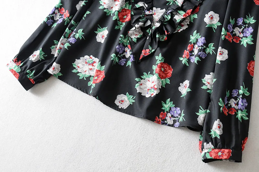 Увядшее Новое Осеннее кимоно туника с рукавами три четверти de moda Англия Винтаж Цветочный принт блузки женские топы и блузки плюс размер