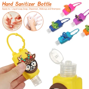 

5pcs/set 30ml Cute Cartoon Hand Sanitizer Bottles Refillable Bottles with Silicone Cover Cosmetic Container Portable Travel Box