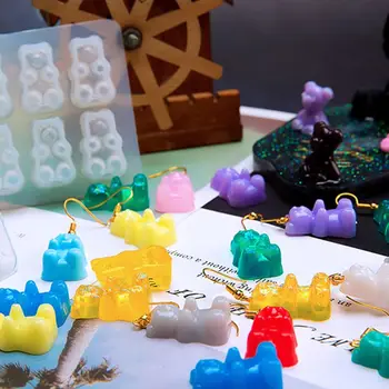 

Crystal Epoxy Resin Mold Bear Candy Pendant Casting Silicone Mould DIY Crafts Jewelry Making Tools