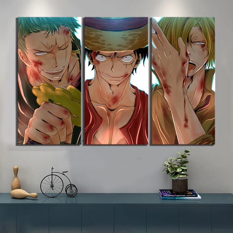 3 шт. HD мультипликационные картины фаната Luffy & zoro sanji цельный аниме постер комикс