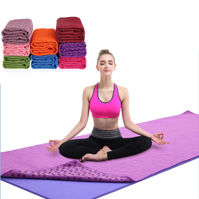 

New Non Slip Yoga Mat Cover Towel 183cm*61cm 72''x24'' Anti Skid Pilates Blanket with Free Bag Sport Fitness Workout Anti Skid