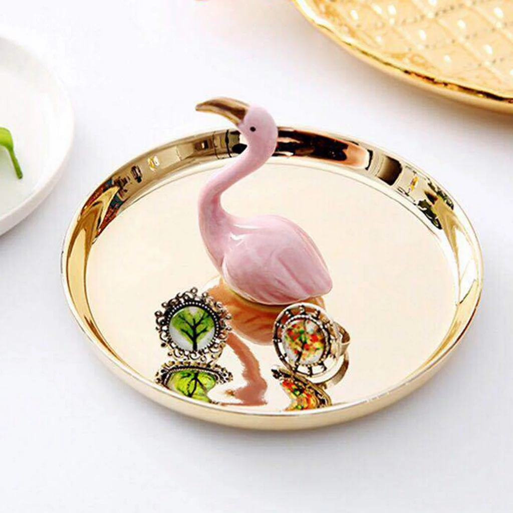 Flamingo Ceramic Trinkets Necklace Holder Dish Jewelry Storage Tray