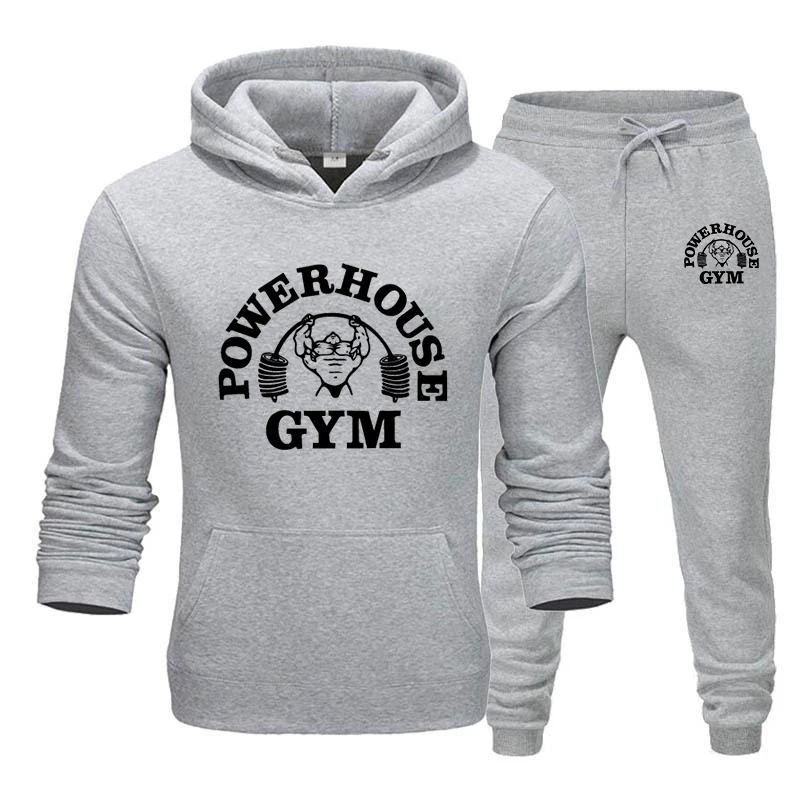 Men's Sportswear Sets Casual Tracksuit 2 Piece Sweatshirt Sweatpants Suit Autumn Winter Hooded Thick Top