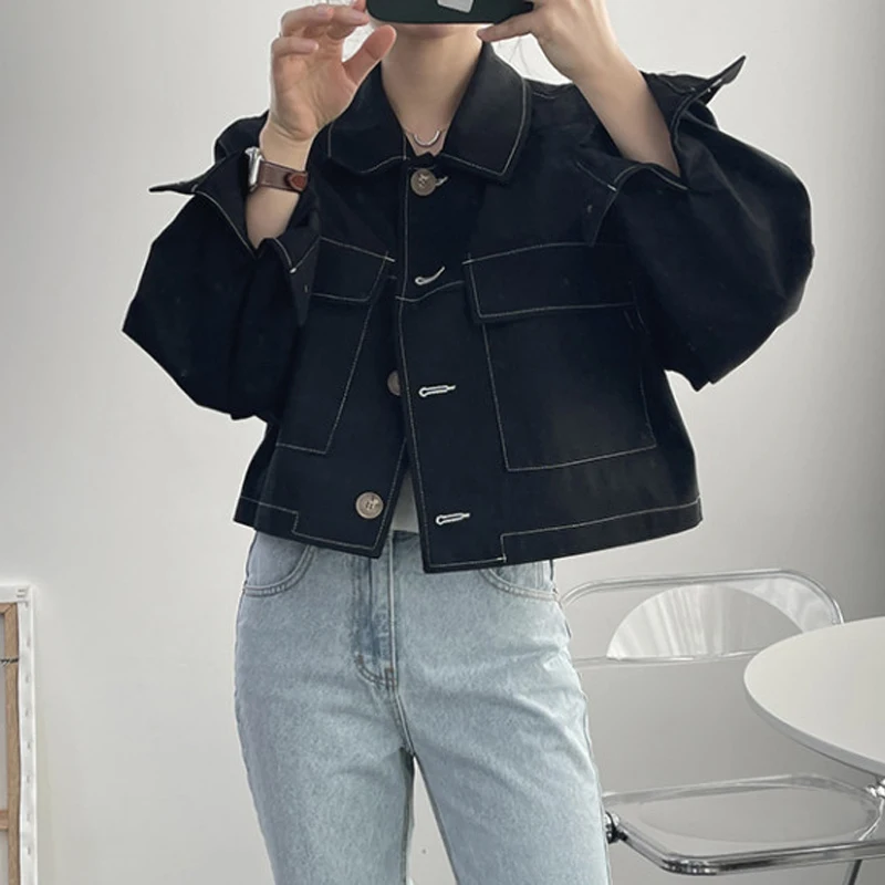 Flectit Black White Denim Crop Jacket 