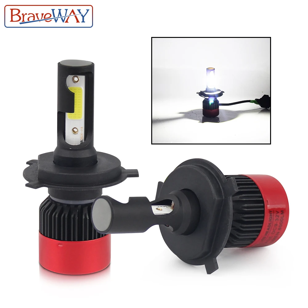 BraveWay H4 9005 HB3 9006 HB4 светодиодные лампы для автомобилей мотоцикл Автомобильные