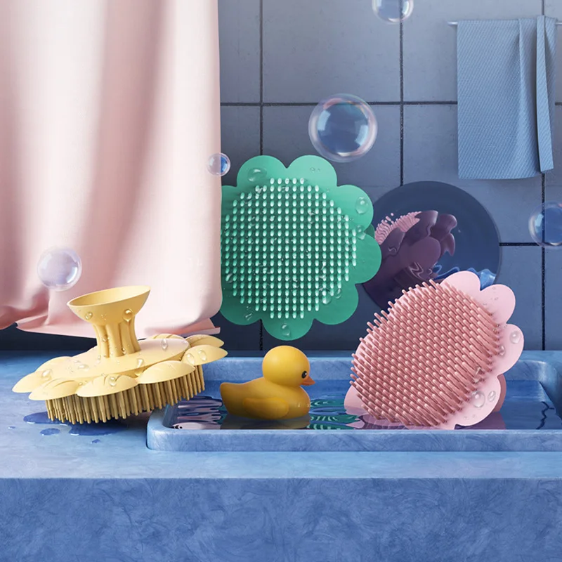 Baby Silicone Shampoo Brush Scrubber Infant Bath Wipe Children Bathing Soft Massage Bath Brush for Kids Washing Hair Tool baby brush