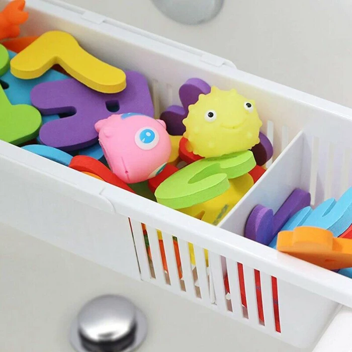 Ванна Caddy лоток пластиковая корзина для ванной полка для ванной игрушки Органайзер выдвижной стеллаж для хранения KSI999