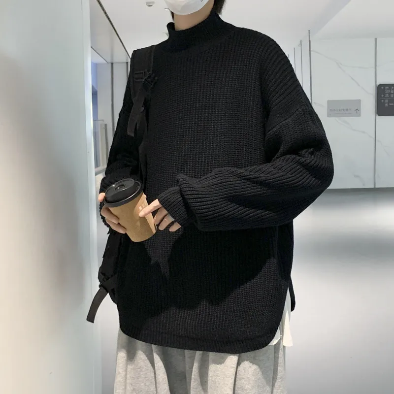 Plain Color Mock Neck Oversize Sweater 