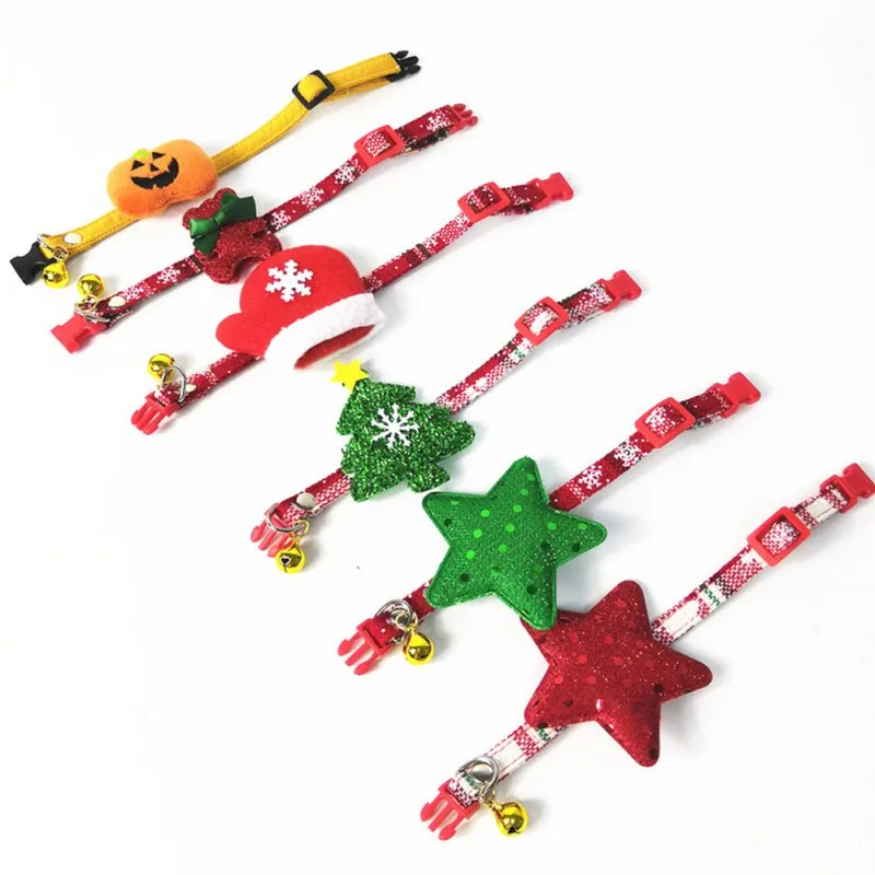 Хэллоуин, Рождество, ошейник для собак, ошейник на заказ, ошейники для кошек для щенков, регулируемые для маленьких собак, кошек, милые вечерние аксессуары