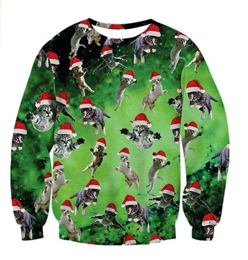 Мужской женский Уродливый Рождественский свитер динозавр Санта Клаус 3D Забавный принт Рождественский свитер с капюшоном пуловер свитера Топы 3XL - Цвет: GK149