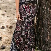 Весенне-осенняя Женская одежда Женская Ретро Юбка с принтом новое летнее богемное пляжное платье юбки длиной до пола с высокой талией