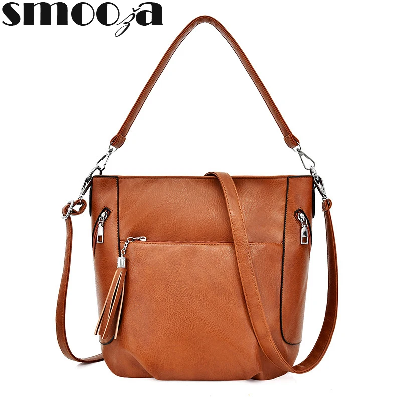 

SMOOZA Tassel womens Handbags Messenger Bags Lattice Ladies Clutch Crossbody Bags Soft PU Leather Bags for Women 2019 Sac a Main