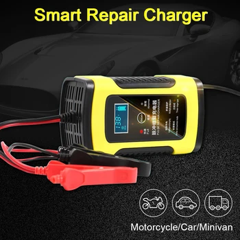 

New 12V 6A Full Automatic Car Battery Charger Power Pulse Repair Chargers Wet Dry Lead Acid Battery-chargers Digital LCD Display