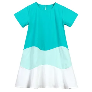 

3 to 12 14 years kids big girls 2020 summer clothing color block cotton casual flare ruffle dresses children girl fashion dress