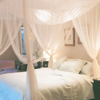 

4 Corner Foldable Polyester Washable Anti-mosquito Square Shape Summer Portable Protective Hanging Bed Net Home Mesh Kids