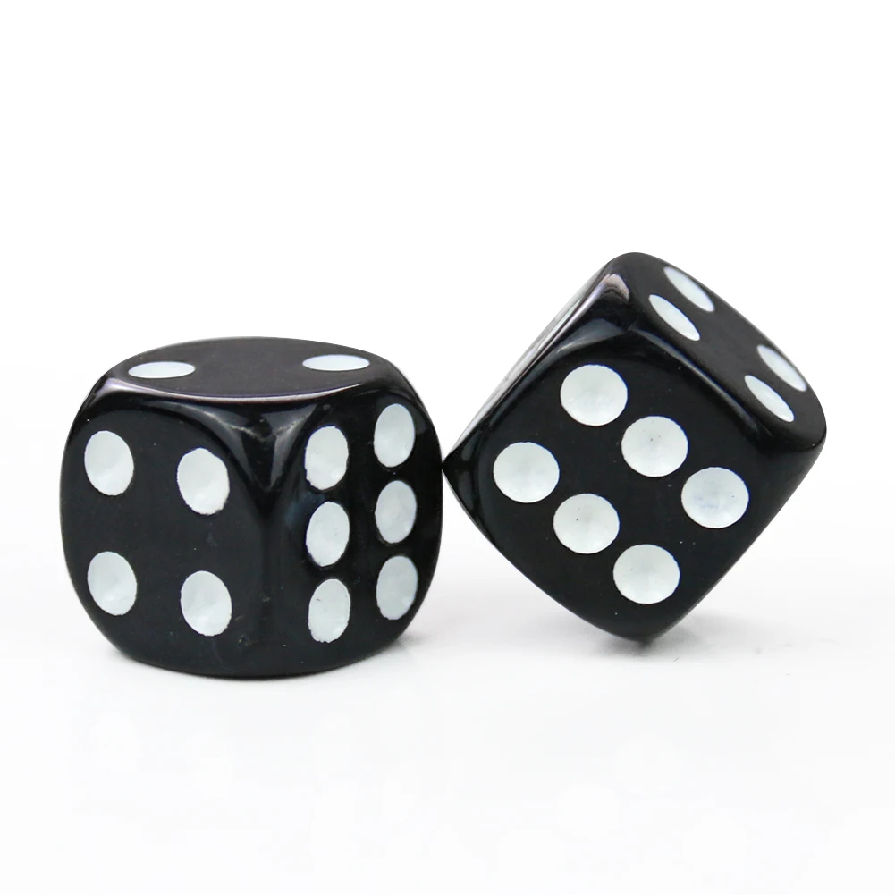 5PCS Acrylic 15mm Black Six Sided Point Dice D6 Playing Games Dice Set Round Corner Drinking Dice for Bar Club Party Board Game