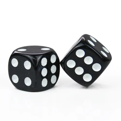 5PCS Acrylic 15mm Black Six Sided Point Dice D6 Playing Games Dice Set Round Corner Drinking Dice for Bar Club Party Board Game