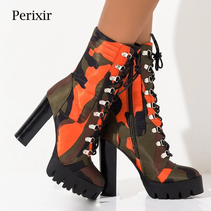 camo heel boots
