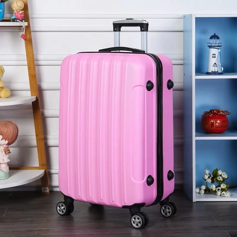 20''24/28 дюймов ABS чемодан на колесиках для путешествий, тележка, набор чемоданов, сумка для переноски багажа, Женский студенческий чемодан на колесиках, большой - Цвет: pink
