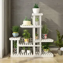 Белый цветок Airs Многоэтажный Крытый твердой древесины посадочного типа полка балкон гостиная провинции пространство мясистый цветок стойки