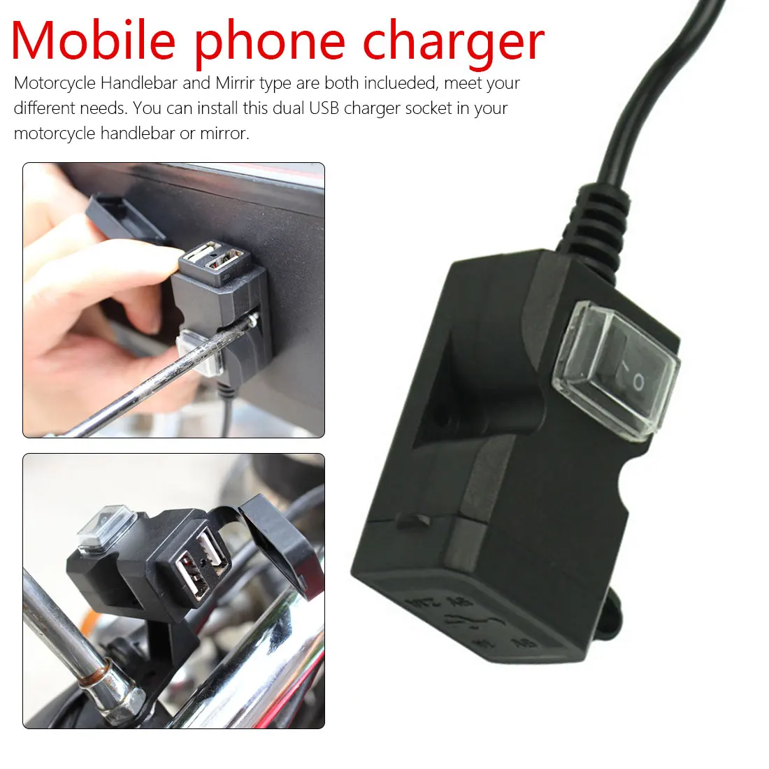 Универсальный Водонепроницаемый Мотоцикл Руль двойной USB разъем сплиттер зарядное устройство адаптер питания