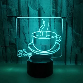 

3D Visual Table Lamp 7 Color Changing Hot Coffee Cup Night Light LED Bedside Light Sleep Lighting Restaurant Decor