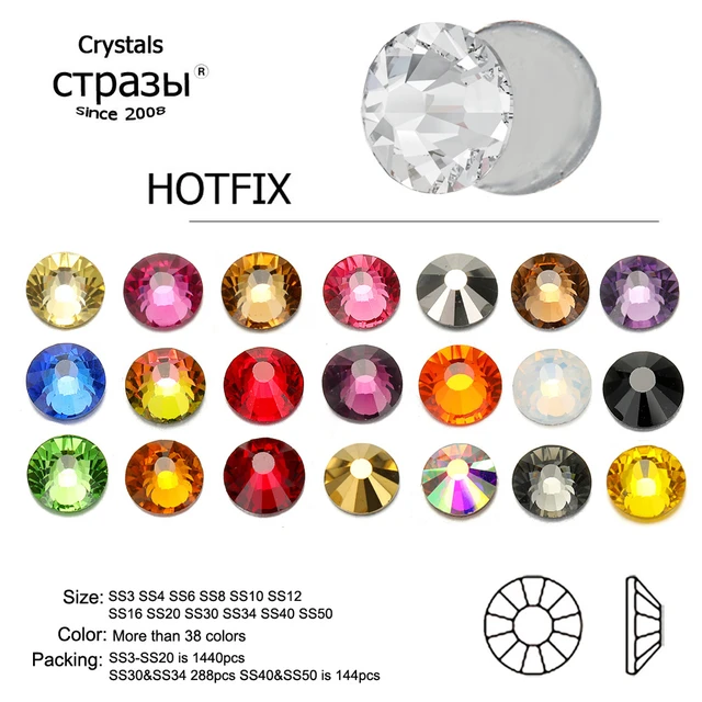 AAAAA Clear AB Red Mix Colors Crystal Hot Fix Rhinestone Glass