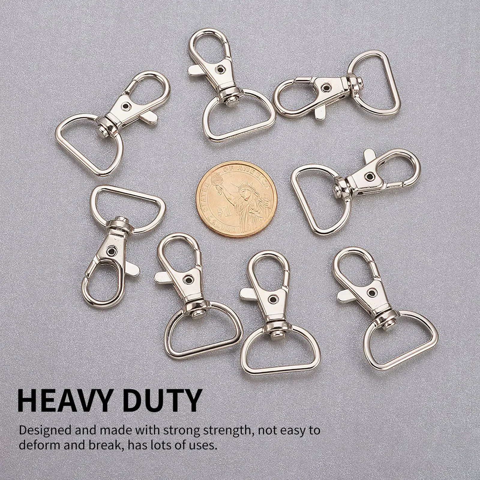 20pcs/Lot Silver Metal Key Chain Ring Swivel Lobster Clasp Clips Hooks Keychain Split DIY Craft Bag | Дом и сад