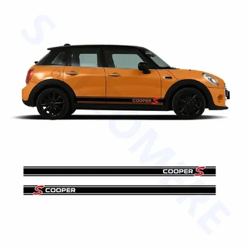 

For 1Set/2pcs Auto Side Skirt Sill Racing Stripes Vinyl Decal Car Body Customized Decal Fit On 3-5 Doors For BMW MINI Cooper S