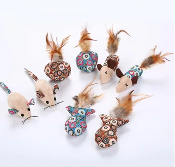 

100pcs Portable lovely Cat Toys Mouse Fish Ball Feather Toy With Mint Funny Cat Teaser Interactive Pet Catnip Toy WB1511