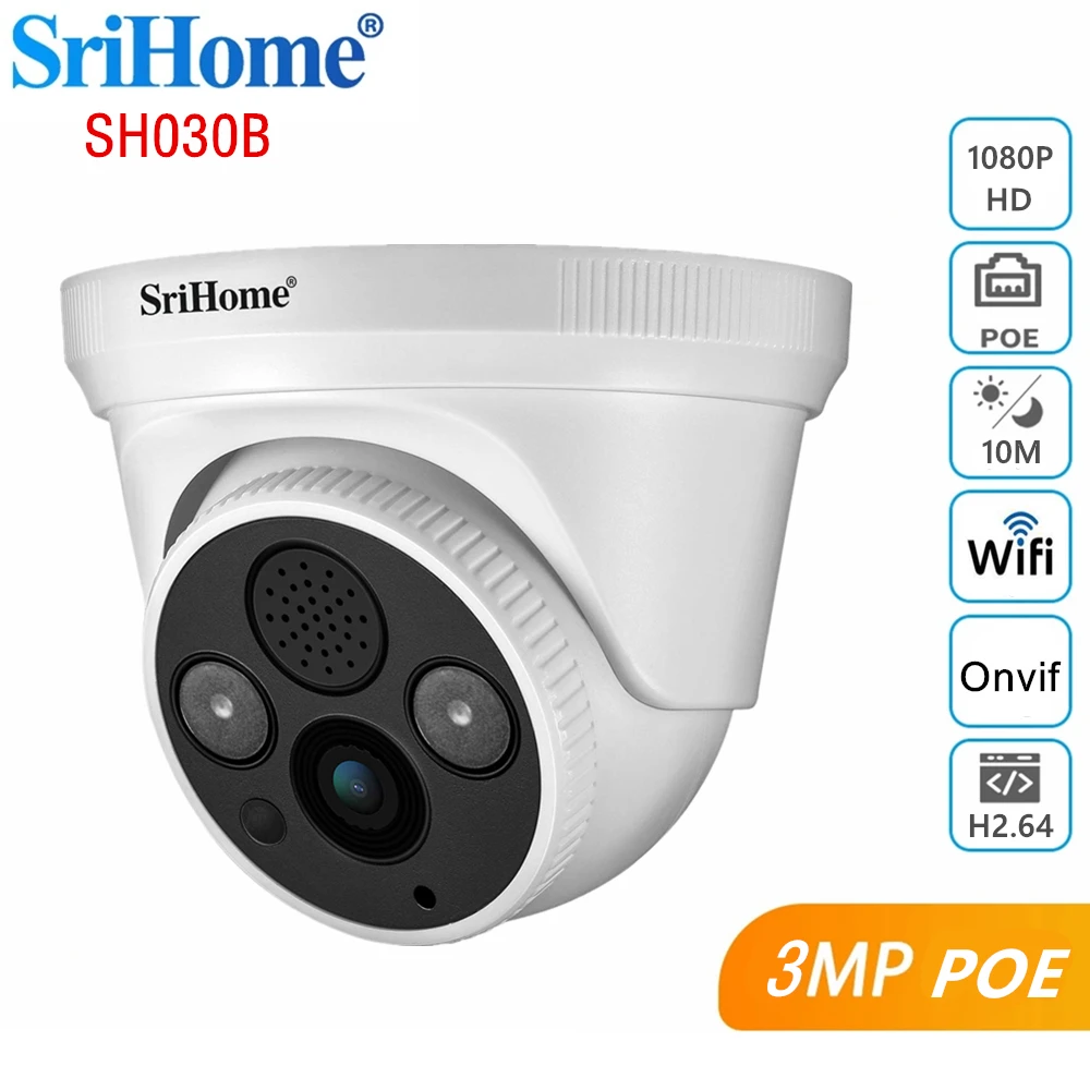 SriHome SH030B IP Camera POE AI Auto-Tracking Indoor Smart Wireless Surveillance Security 3M P2P | Безопасность и защита