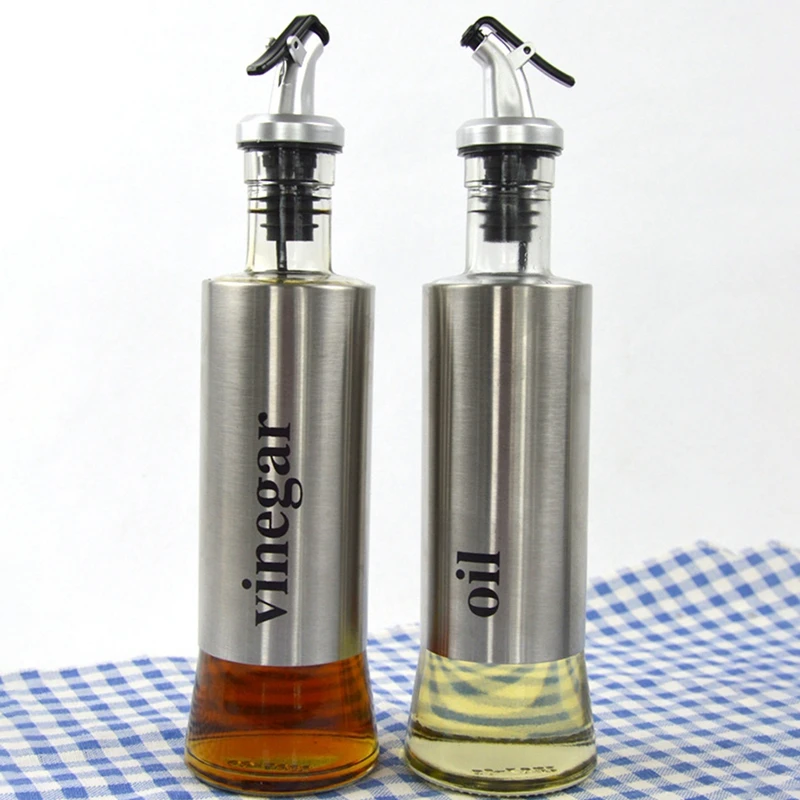Stainless Steel Oil Storage Dispenser Glass Oil Vinegar Dispenser