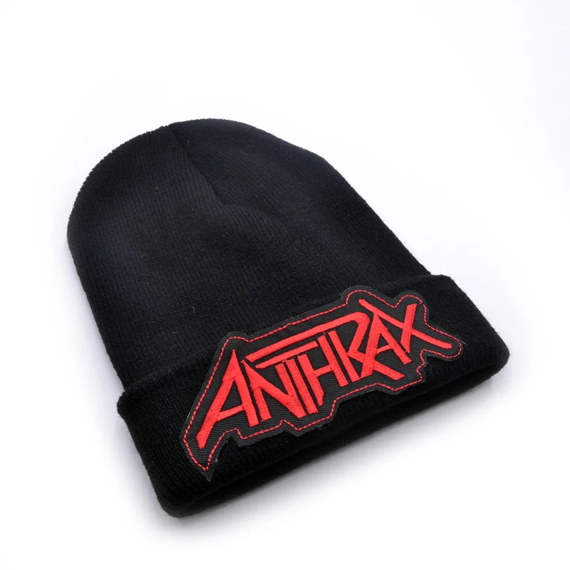 Последняя модель Anthrax band Логотип шерстяные шапочки 6 цветов вязать мужские зимние шапки для мужчин женщин Beanie Теплые Мешковатые шапки для уличных видов спорта