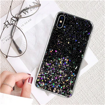 Black Чехол для телефона MaxGear для samsung Galaxy S10 Plus S8 S9 Plus Note 8 9 милый Блестящий Мягкий ТПУ эпоксидный Прозрачный чехол для задней крышки - Цвет: Black