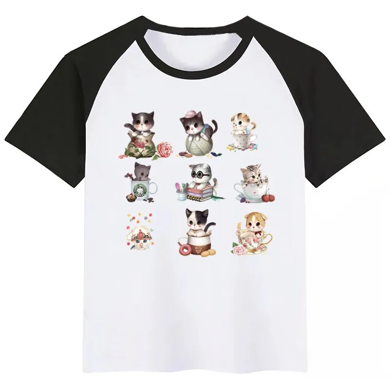 

Cute Cat Gather Pattern Print Boys T Shirt Cartoon Funny TShirt for Children Summer Kids Clothing T-shirt Cartoon Tops Tee