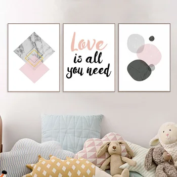 

Abstract Art Pink Love Geometric Marble Simple Poster Canvas Painter Decoration for Living Room Sofa Background Bedroom Wall