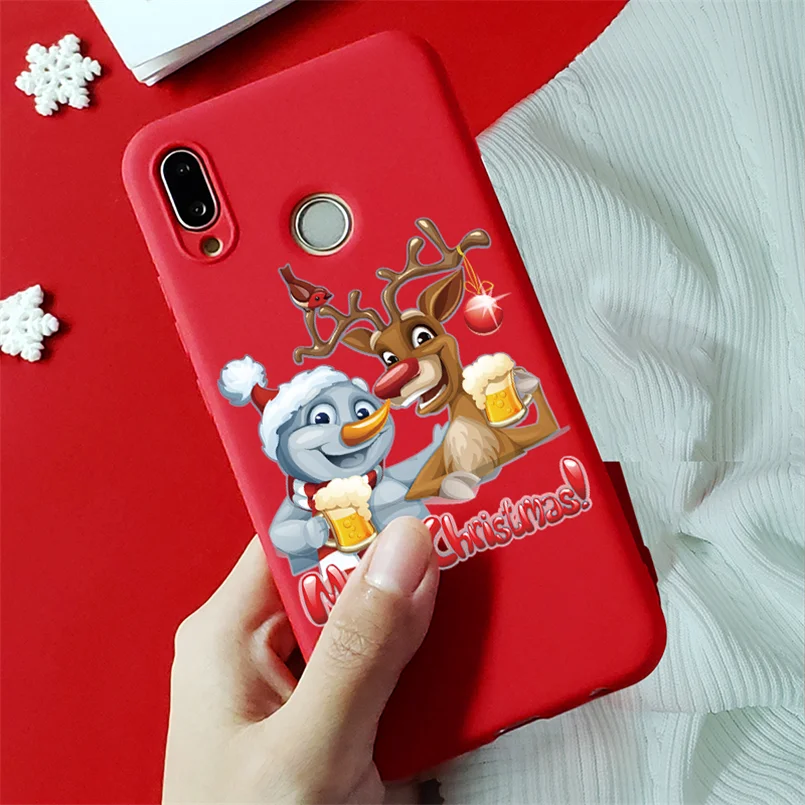 Рождество чехол с изображением животного для huawei Y5 Y6 Y7 Y9 Honor 8A 8X 9X 7A 7X фотоаппаратов моментальной печати 7S 9 10 20 Lite рro 10i 20i играть в игры ТПУ красный матовый чехол