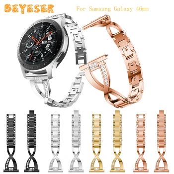 

Metal women's wrist strap For Samsung Galaxy 46mm replacement wristband For Huawei Watch GT Rhinestone bracelet watches straps